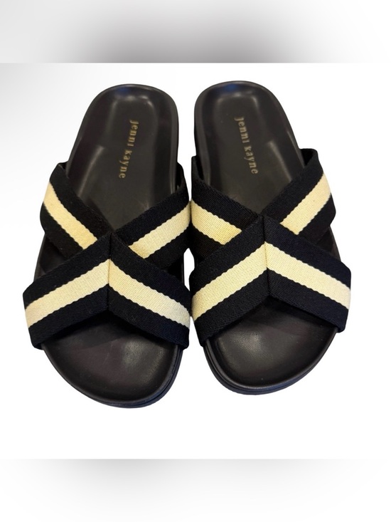 Jenni Kayne Shoes - JENNI KAYNE Sandals - Cotton Crossover Sandal size 36 euro/6 US black and ivory